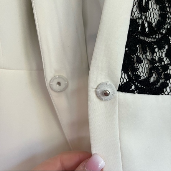 Laundry by Shelli Segal  Cream White Black Lace Blazer Jacket Size 16 NWT - Picture 9 of 16